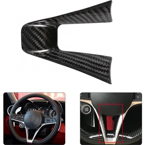 Carbon Fiber Steering Wheel Decoration Frame Cover Trim Fit for Alfa Romeo Giulia 2017 2018 2019