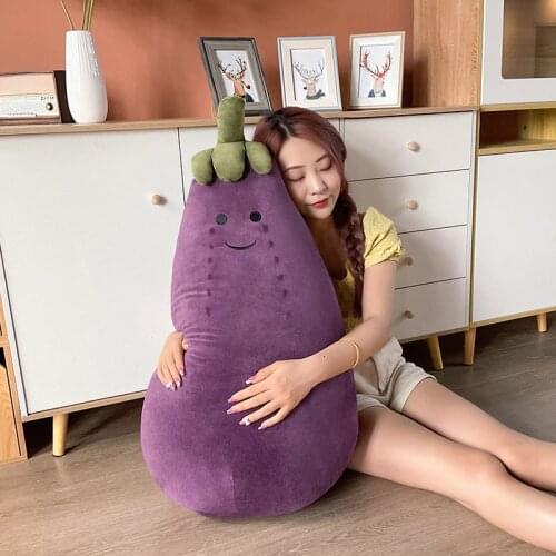 80CM Giant Anime Figure Eggplant Plush Pillow Kawaii Vegetable Stuffed Doll Children Toys Kawaii Room Decoration Birthday Gift