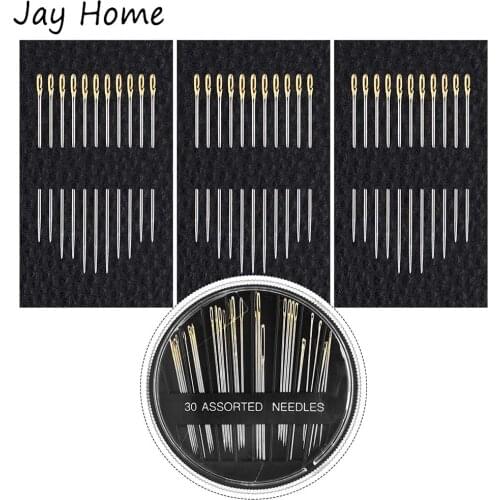 66Pcs Golden Sewing Needles Stainless Steel Self Threading Needles for Hand Stitching Embroidery Cross Stitch Hand Sewing Needle