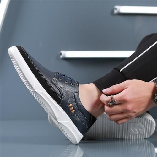 Size 48 Mens Sneakers Spring Blue Sneakers Platform Shoes for Men Casual Shoes Black Leather Sneakers Comfortable Walking Shoes