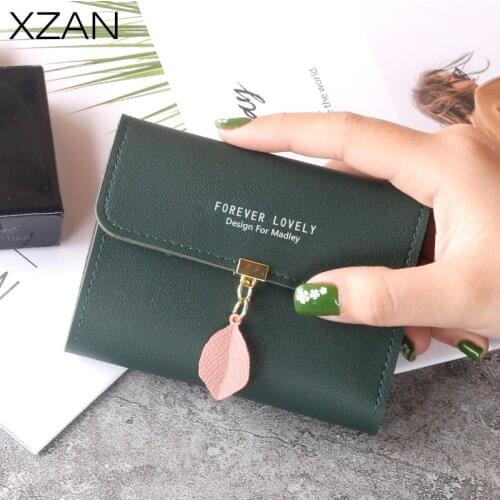 Small Fresh Leaf Three-fold Buckle Coin Purse New Arrival Pendant Thin Wallet Card Holder Small Fresh Student Buckle Coin Holder
