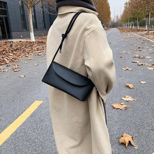 Fashion Women Simple Shoulder Bag Soft Vintage PU Leather Female Crossbody Bags Fashion Retro Lady Baguette New 2021 Women Bags