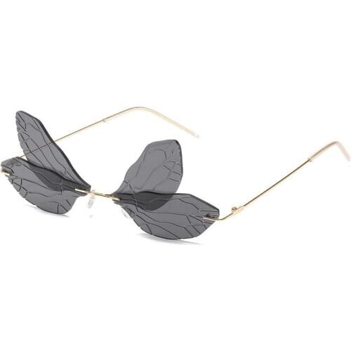 Fashion Rimless Sunglasses Women Vintage Dragonfly Steampunk Sun Glasses Men Gradient Frameless Clear Glasses Eyewear Spectacles