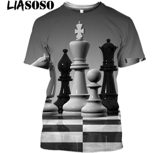 LIASOSO 3D Print Chess Board Game Mens Tshirt Streetwear Harajuku Casual Hip Hop Women T-shirt Tee Tops Plus Size Cool Clothing