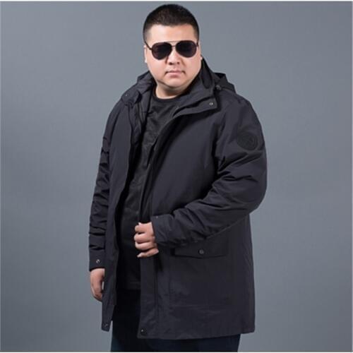 Plus size 8XL 6XL 5XL 4XL Fall Autumn jacket men 2 in 1 set parka jacket windproof waterproof hooded Overcoat Casual Male Jacket