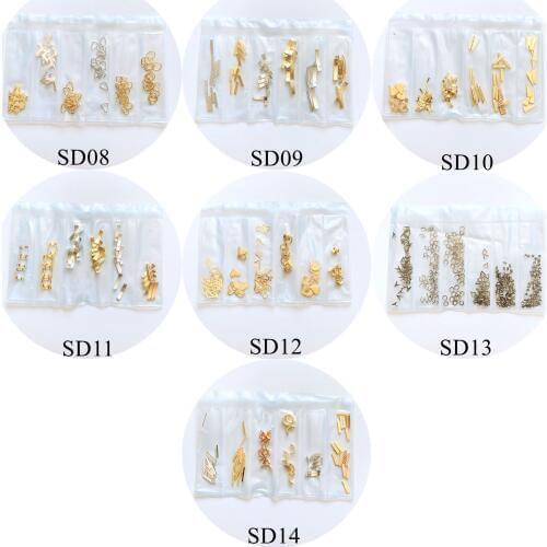 One bag metal stud 6 designs per bag metal deco Stud Stick Curved Decoration Set SD08-14