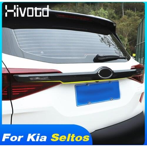 Car Rear Door Trim Trunk Tail Gate Stickers Strips Cover ABS Decoration Exterior Parts For Kia Seltos 2020 2021 Accessories