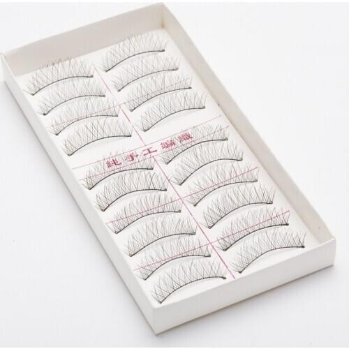 Pure handmade false eyelashes natural naked makeup cotton thread stem thick and long cross eyelashes
