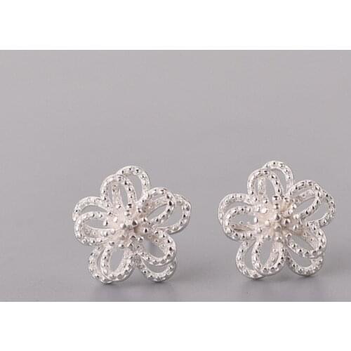 Nieuwe Mode S925 Silver Color Zilveren Holle Bloem Oorbellen Dames Sieraden Eenvoudige Mode Vrouwelijke Sieraden Accessoires