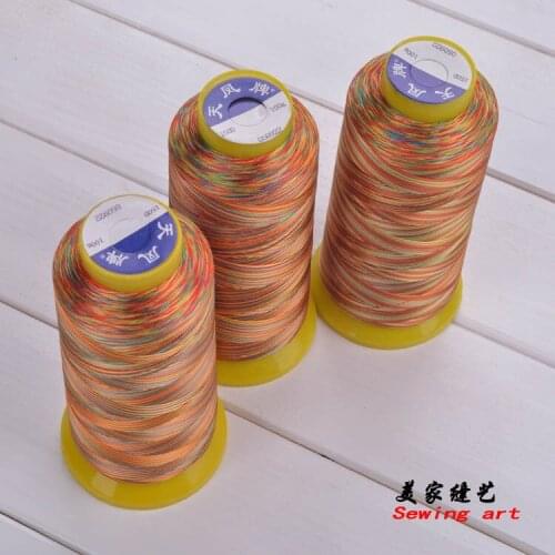 Apparel colorful thread color gradient denim thread suit over-face zigzag crimp line