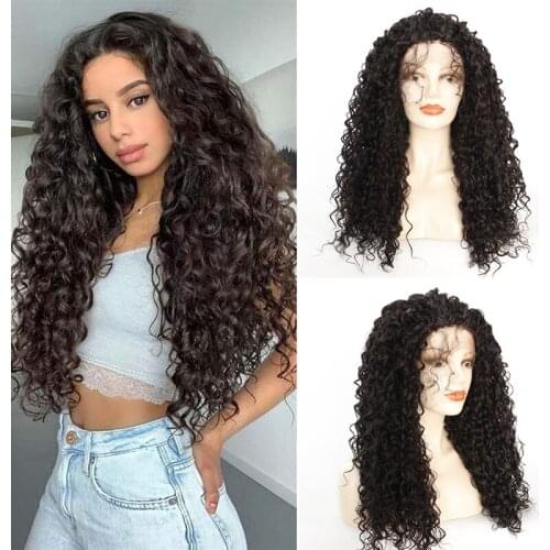 Dark Brown Curly Wigs for Black Women Long Kinky Curly Synthetic Wig Heat Resistant Cheap African American Wigs Afro Curly Hair
