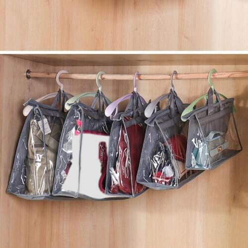 Transparent Dust-Proof Storage Bag Organizer Hanging Handbag Cover with Zipper