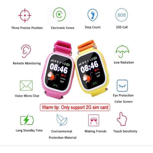 Q90 GPS Kids Smart Watch Phone Children Watch 1.22 inch Color Touch Screen GPS