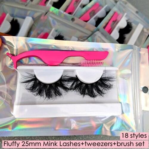 Rainsin 10/20//50/100 Wholesale 25mm Lashes Mink 25MM 5D Mink Eyelashes Packaging Box With Mink Lashes Brushes Tweezers In Bulk