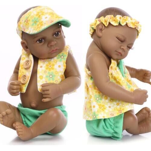 Realistic black reborn babies 27CM mini silicone doll reborn boy & girl for children toys bonecas reborn brinquedos