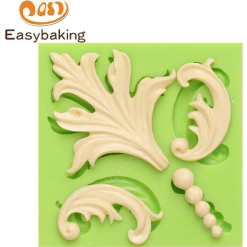 Handmade Damask Scrolls Silicone Mold Baroque Style Sugarcraft Fondant Mould Chocolate Polymer Clay Resin Mold