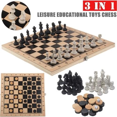 1set 3-in-1 Chess Set Large Folding Wooden Chessboard Board Game Checkers Backgammon On The Go Kids Toy Gift 29x29x3cm 34x34x3cm