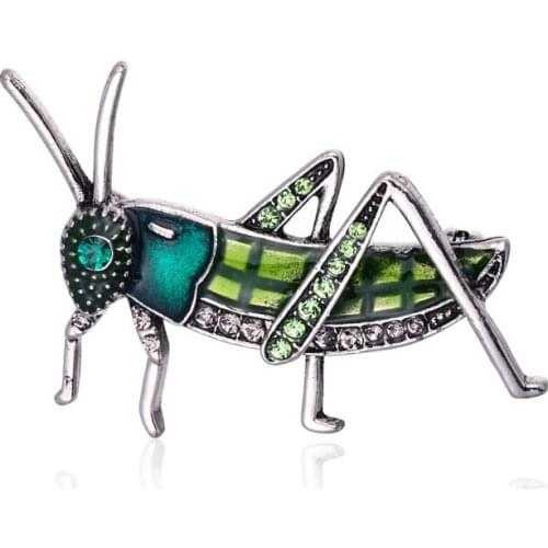 Blue Crystal Insect Brooch Pins Rhinestone Grasshopper Locust Brooches for Women Shawl Shirt Suit Accessories Gifts for Kids