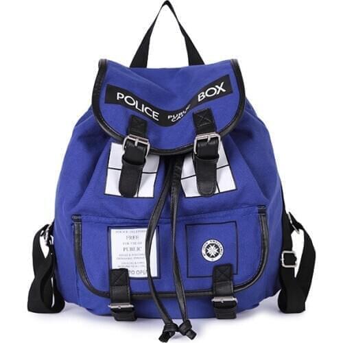 Doctor Who Canvas Printed Anime Dr Who Tardis buckle slouch Children School bag Super capacity hot sale