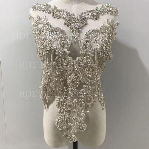 Stock Mia005# silver offwhite hand made stone beads luxury front cutting accessory for wedding bridal /fashion designer