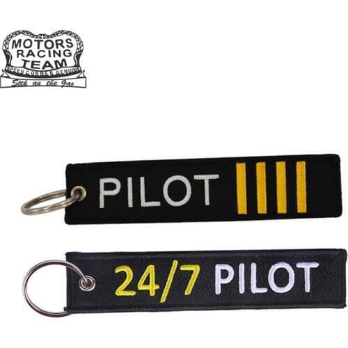 CLELO Flight Pilot Luggage Tag Embroidery travel tag With Key Ring Keychain Special Gift for Aviation Lovers FLight Crew