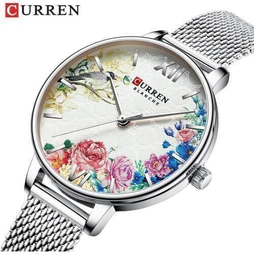 2020 Curren Ladies Quartz Watch for Women Fashion Casual Dress Ultra-thin Clocks Retro Elegant and Refined Romantic Style watch