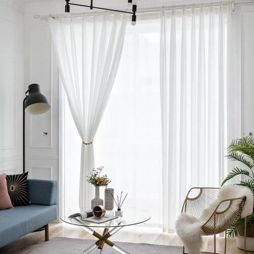 1pcs Simple Thin White Chiffon Gauze Curtains Bay Window Balcony Light-transmitting Gauze Curtain Bedroom Gauze Curtain F8331