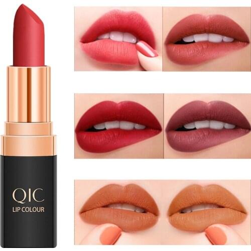 1Pcs Lipstick Matte Nourish Moisturizing Waterproof Easy to Apply Long-Lasting Brighten Skin Tone 6 Color Convenient Makeup Tool