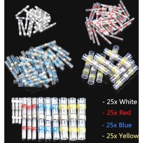 100/80/50PCS Sodering Selvee Seal Hear Shrink Butt Terminals Insulated Waterproof Electrical Cable Wire Connectors Assortment