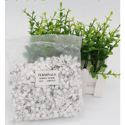 1000pcs/lot TE1008 Copper Crewel Tube Insulating Terminal 2*1.0mm2 Condutor Dual wire Cord End Terminals