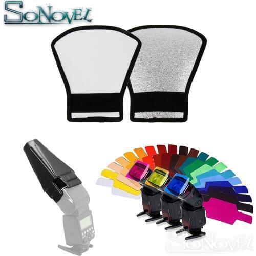 20 Colors Gel Filter Flash Diffuser silver/white Reflector+Foldable Beam speedlight snoot Diffuser For Canon Nikon Godox Yongnuo