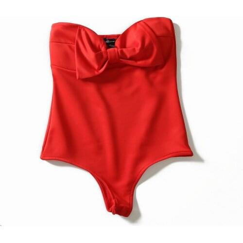 2019 Summer Women Sexy Bodysuit Fashion Bowknot Strapless Playsuit Fashion Romper Sleeveless Jumpsuit