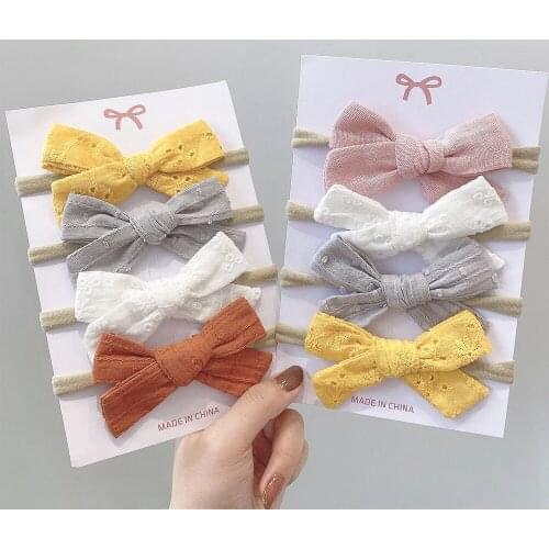 4PCS/Set Baby Girls Headband Multi Colors Bow Knot Head Bandage Kids Toddlers Headwear Hair Band Infant baby hair accessories