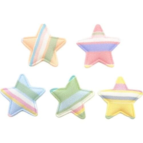 50Pcs/LOT 3.5CM Stripe Padded Appliques For DIY Hat Clothes Bag Sewing Supplies Hair Clip Decoratoin Patches