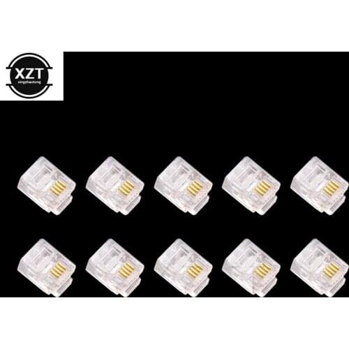 50 Pcs Durable Telephone Network Connectors RJ11 6P4C Modular Plugs phone plug hot phone connector