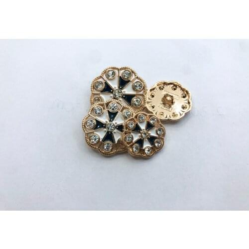 6pcs Retro Rhinestones Diamond Decor Metal Gold BEE Pink Blue Pearl Buttons for Clothing Coat Cardigan Sweater Sew Needlework