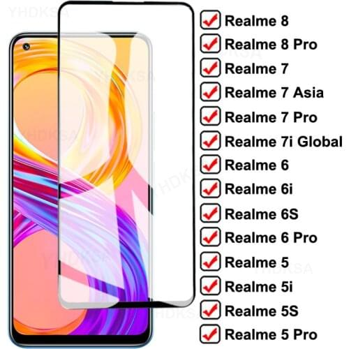 9D Protection Glass On The For Realme 8 7 6 5 Pro 5S 6S 7 Asia Tempered Screen Protector For real me 5i 6i 7i Global Glass Film