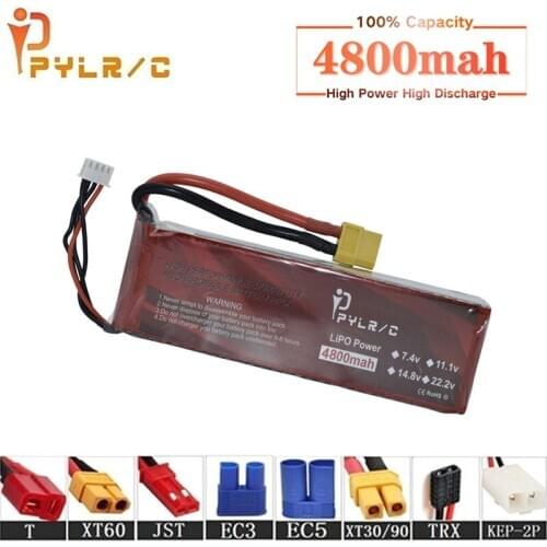 High Rate 7.4v 4800mAh Lipo Battery For RC Helicopter Parts 2s Lithium battery 7.4v 35C RC Cars Airplanes Drones Battery T/XT60