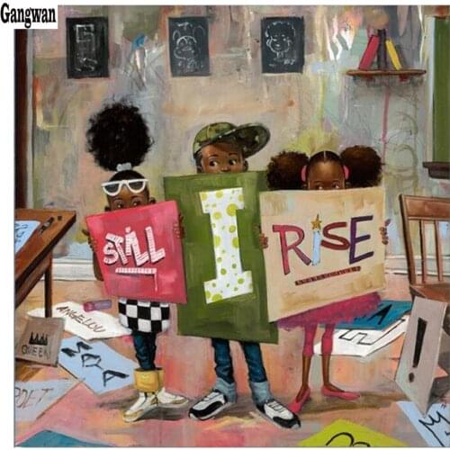 5D Diamond Embroidery african Children classroom cross Stitch DIY Diamond Painting landscape Diamond rhinestones Home Decoration