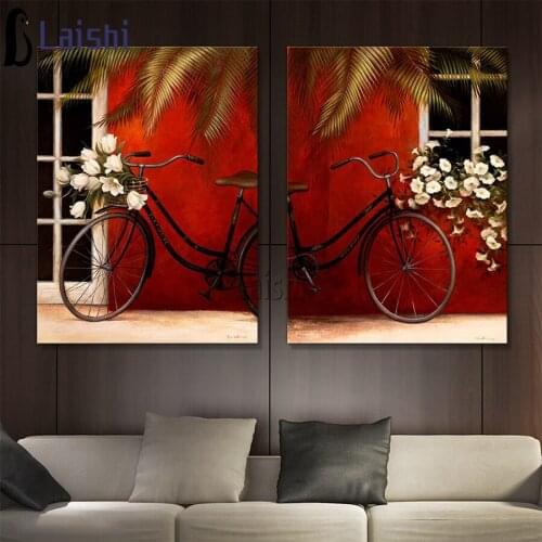 2pcs Diamond Painting Windowsill flower, bicycle Rhinestone 5D DIY Diamond Embroidery,Cross Stitch,diamond Mosaic Sale decor