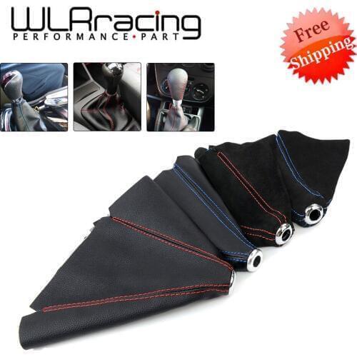 FREE SHIPPING - Universal PVC or Suede Leather Short Shifter Collars Red Blue Black Stitch Shift Knob Shifter Boot Cover MT/ATT