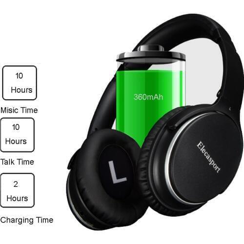 5.0 Bluetooth headset with noise cancellation Memory cotton adjustable band 8-10hrs playing time Over ear with microphone