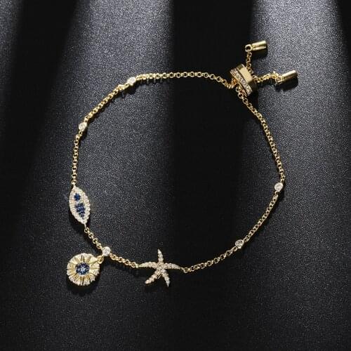 New Starfish Fish Sun Summer Ocean Bracelet Devils Eye Lucky Bracelets Tropical Holiday Style Female Jewelry Zk30