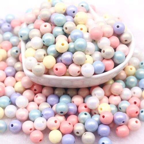 8mm Macaron Imitation ABS Pearl Beads Round Symphony Loose Spacer Beads with Hole for Jewelry Making DIY Garment Beads