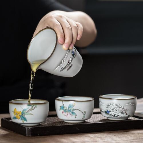 Iron Tire Ru Kiln Tea Cup Single Cup Personal Cup Retro Teacup Household Can Raise Master Cup Kombucha Cup Ceramic Teacups