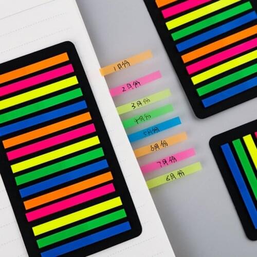160/300pcs Color Transparent Fluorescent Index Tabs Flags Sticky Note For Page Marker Planner Stickers Office School Stationery