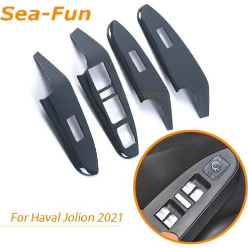 For Haval Jolion 2021 Inner Door Armrest Window Switch Cover Control Panel Decorative Frame Stainless Steel Auto Accessories