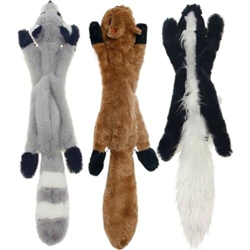 Dog Squeaky Toys No Stuffing Plush Chew Toy for Dog Puppy Pet Raccoon Squirrel Fox Skunk Cute Animal Toys for Small Medium Dogs