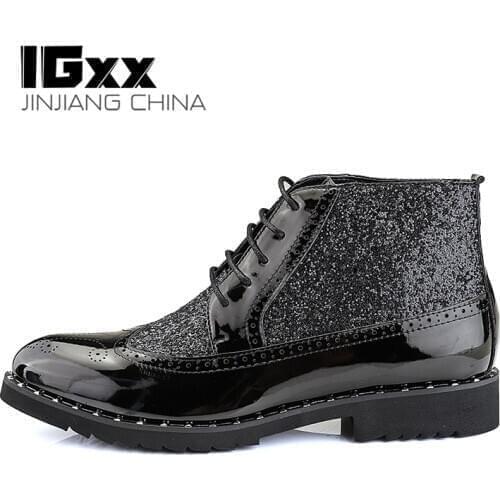 IGxx Brogue Shoes for Men Oxford Pointed Toe Business Serpentine Shoe Tassels Rubber Sole Flat Dress Shoes Wedding Shoes Hight