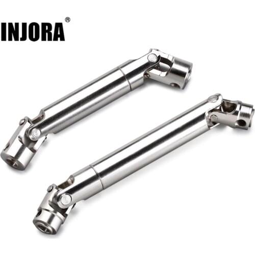 INJORA 2Pcs 90-115mm 110-155mm Steel CVD Universal Joint Drive Shaft for 1/10 RC Rock Crawler Car Axial SCX10 D90
